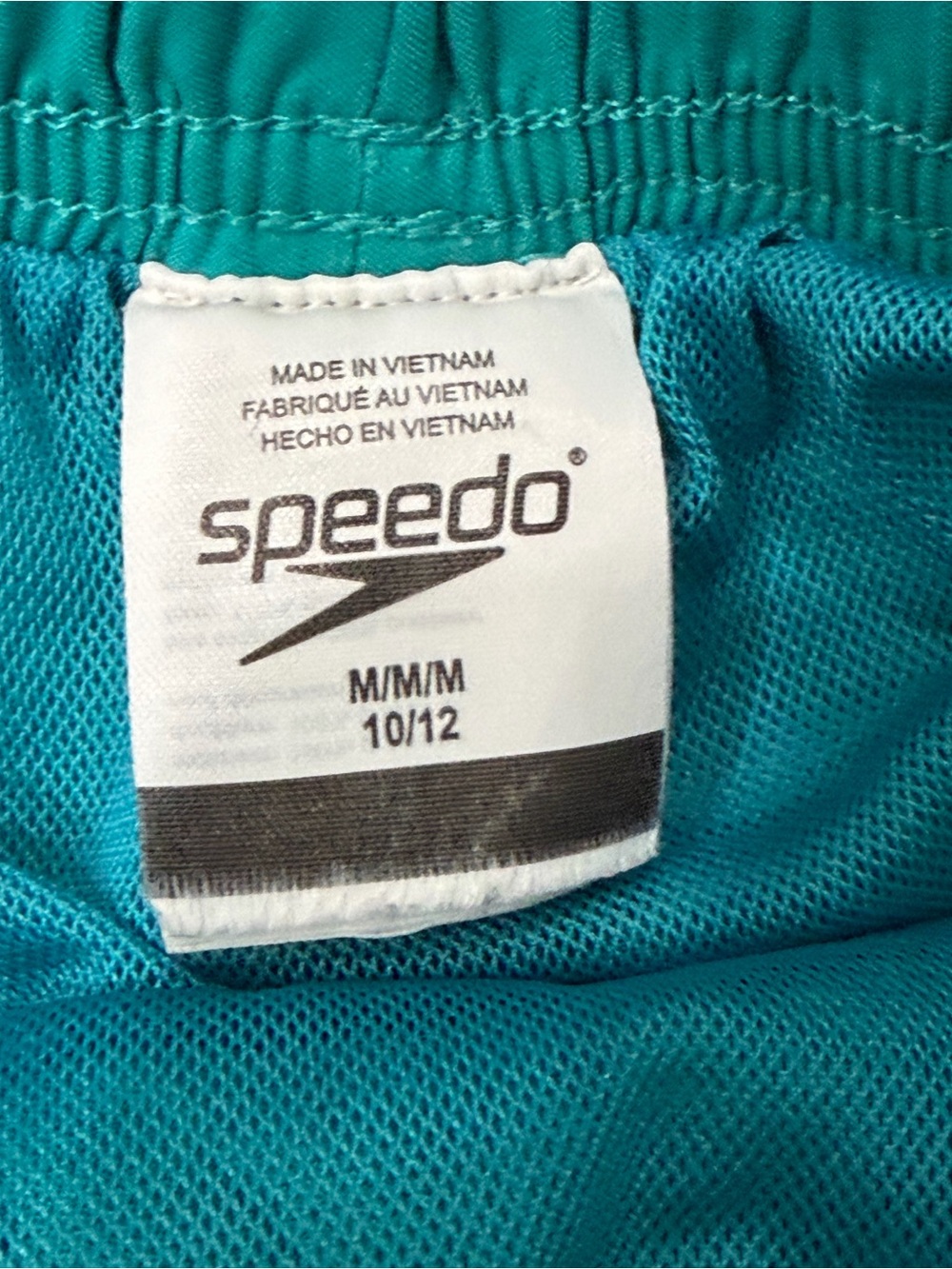 Speedo Colorblock Swim Trunks - Teal, Lime & Black, Boys Medium Sz 10-12 - Picture 3 of 3